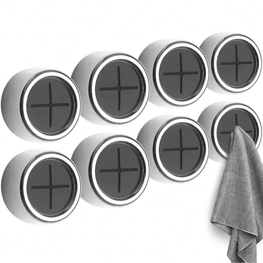 1/3/8pcs Kitchen Towel Holder, Self Adhesive Wall Dish Towel Hook, Round Wall Mount Towel Holder For Bathroom, Kitchen And Home, Wall, Cabinet, Garage, No Drilling Required - Cross - View 1