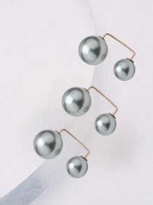 3 件珍珠领夹，创意防滑珍珠胸针，珍珠衬衫领针，婚礼装饰，衬衫和裙子的珍珠纽扣 - 彩色 - 查看 9