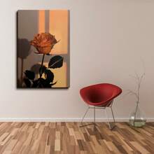 1pc Framed Modern Flower Art Deco Style Print Oil Painting, A Bouquet Of Roses Under The Sun Wall Art, Gift Artwork Wall Painting For Bathroom Bedroom Office Modern Living Room Kitchen Wall Decor Oblong Wall Art