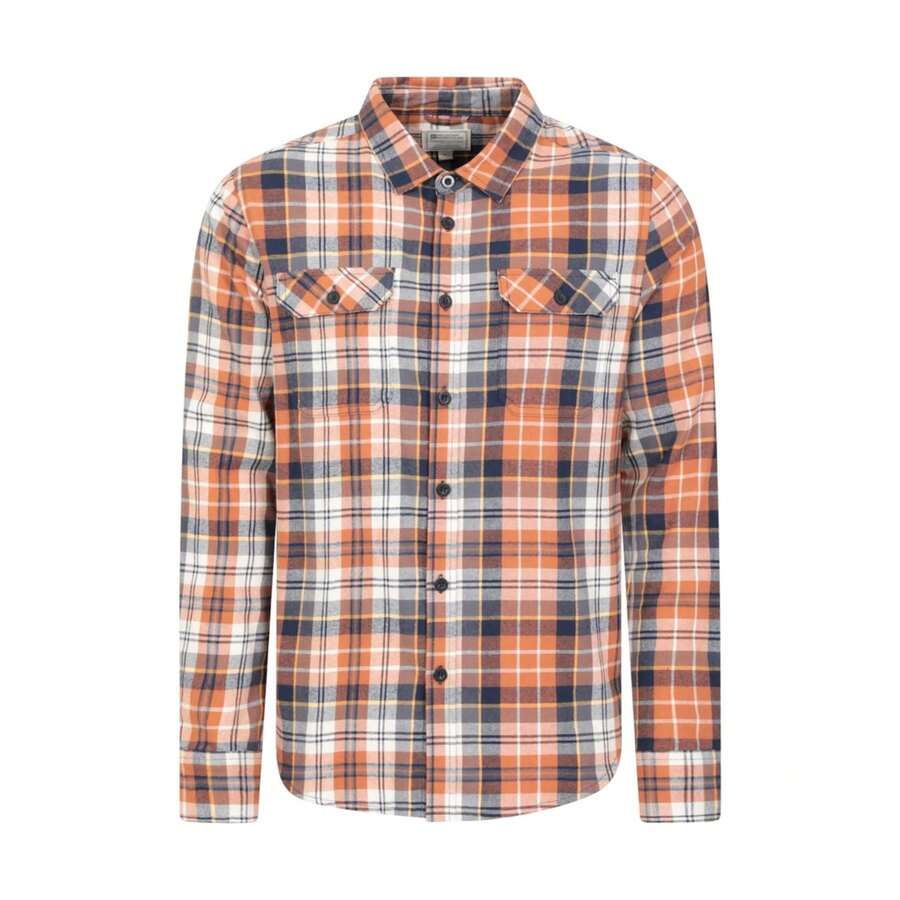 Mountain Warehouse Mens Trace Flannel Long-Sleeved Shirt (Orange) - Orange - View 1