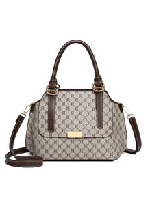 Fashion Large Capacity Tote Handbag, Floral Print Middle-Aged Women Shoulder Bag