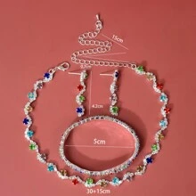 Set De 4 Collares Delicados Decorados Con Cúbico Para Mujeres, Adecuados Para Uso Diario, Bodas Y Fiestas - Plateado - Ver 20