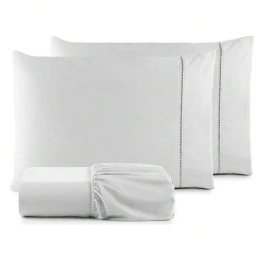 Micropercale Sheet Set With Stick Stitch For Queen Bed Includes 2