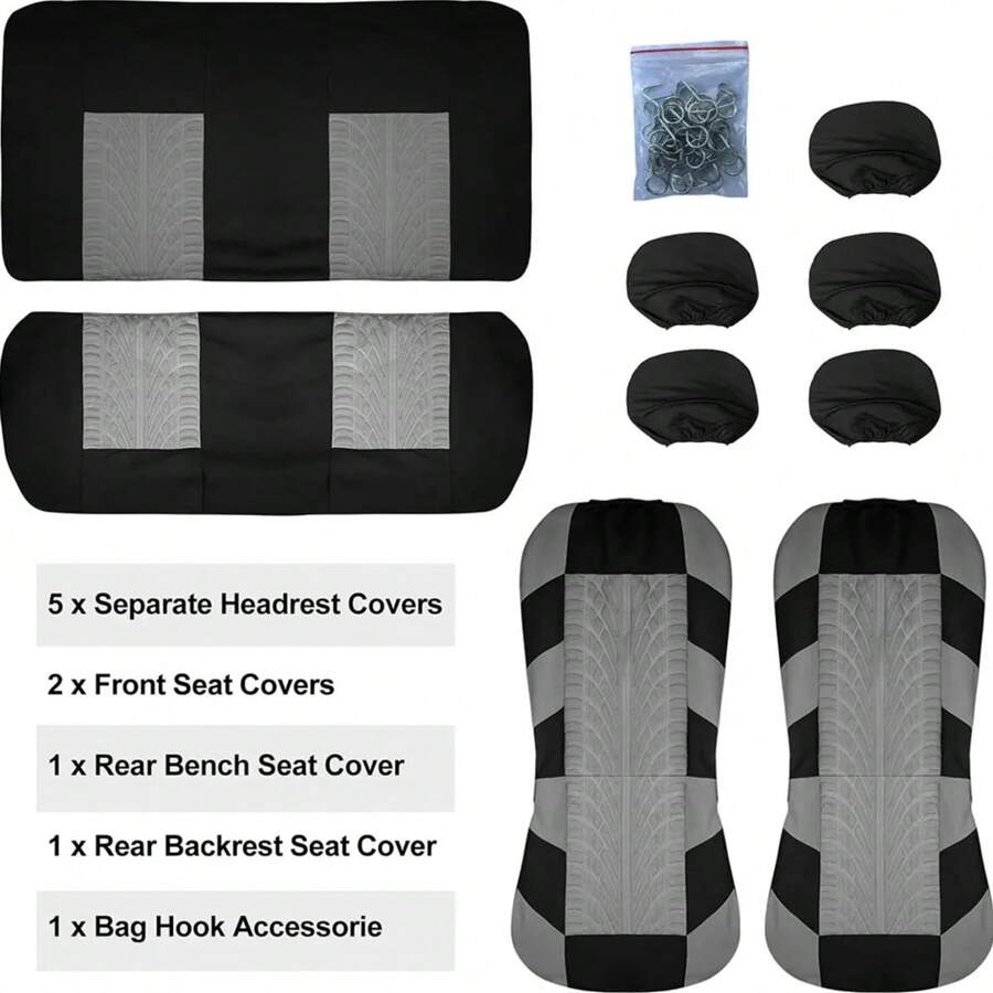 Car Seat Covers Full Set Front Split Rear Bench For Car Universal Cloth