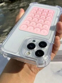 Pink Apple Phone Holder 1 X Suction Cup Bracket Transparent Shockproof Air Cushion Phone Case Compatible With Iphone 16Promax 16Pro 16plus IPhone16/SamsungXiaomi/Redmi Waterproof Anti-Fall Scratch Resistant - Clear - View 2