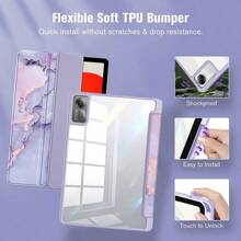 1 pieza Funda protectora de acrílico transparente con ranura para lápiz y diseño de mármol colorido para Pad Tablet 6/6Pro, Redmi Pad 10.61 SE, que proporciona protección antideslizante