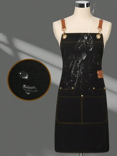 Thickened Canvas Apron, Suitable For Cooking, Coffee Shop, Salon, Gardening, Painting, Unisex Waterproof & Oil-Proof Design