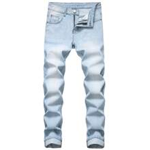 Men's Light Blue Casual Straight Fit Jeans