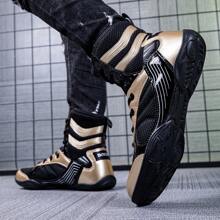 Zapatos de boxeo profesionales, zapatos de lucha transpirables para hombres y mujeres, zapatos de entrenamiento para adultos, zapatillas de fitness antideslizantes - Negro - Ver 4