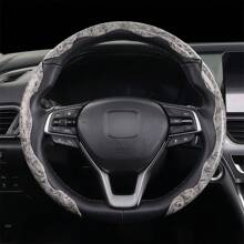 3pcs Woodgrain Snap-On Car Steering Wheel Cover Without Inner Ring, Universal