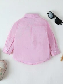 Klassisches Hemd im Preppy-Stil für Kleine Jungen, lange Ärmel mit Brusttasche, pink, leicht für Frühling/Herbst, geeignet für alltägliches Tragen, Schule, Outdoor/Party, Feierlichkeiten, Hochzeit, Moderator