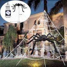 Giant Spider Web Halloween Decoration 5m With 20pcs Spiders And Large Spider - Black - View 2