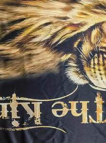 男士长袖 T 恤，狮子与国王图形数码印花图案，时尚，个性化圆领长袖套头衫，秋冬 - 黃色 - 查看 3