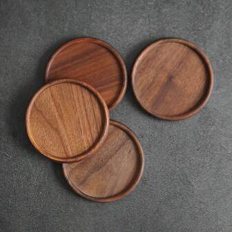 1pc Black Walnut Wooden Coaster: Natural Solid Wood, Round Smooth, And Heat Resistant, Suitable For Tea, Coffee, Etc. Best Gifts Birthday Graduation