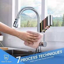 Kitchen Faucets, Kitchen Faucet With Pull Down Sprayer, High Arc Single Handle Stainless Steel Sink Faucets 1 Or 3 Hole, Kitchen Sink Faucets For Farmhouse Camper Laundry Rv Bar - Chrome - View 5