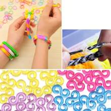 500pcs 11x6mm Transparent Loom Rubber Bands S Clips For DIY Jewelry Making Loom Bands Braid Bracelet Hook Connector Accessories