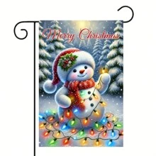 12x18 英寸雪人圣诞花园旗帜 - 庭院、草坪和露台的冬季节日装饰 - 涤纶材料，仅旗帜（不含杆） - 彩色 - 查看 8