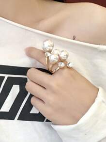 1 Pc Opening Adjustable Faux Pearl Ring Personalized Everyday Wear Gift For Ladies - Adjustable - View 2