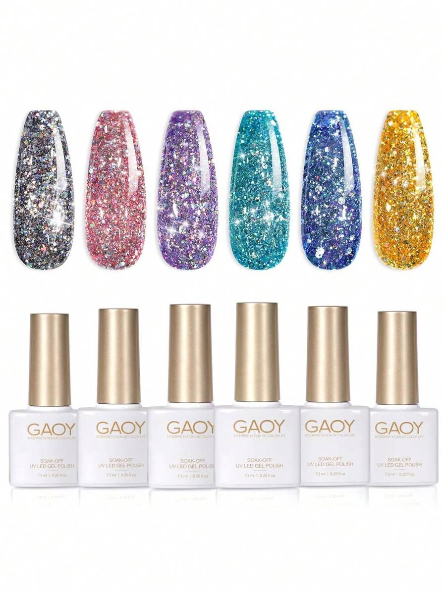 GAOY Gaoy Juego De Esmaltes De Uñas De Gel De 6 Piezas, Tonos de piel neutros, rosas y marrón para manicura en casa - Diseño de uñas, salón, kit de inicio para el hogar, Ideal como regalo para muje, melocotones, para primavera y todas las estaciones, Manicura para remojar, perfecto para todos los tonos de piel - Dorado - Ver 1