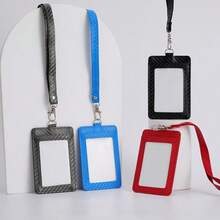 1 件带挂绳的碳纤维身份证夹 - 简单且男女通用的徽章证件透明姓名标签套适合旅行和日常使用挂绳卡夹卡片盒名片夹女士礼物 - 彩色 - 查看 12