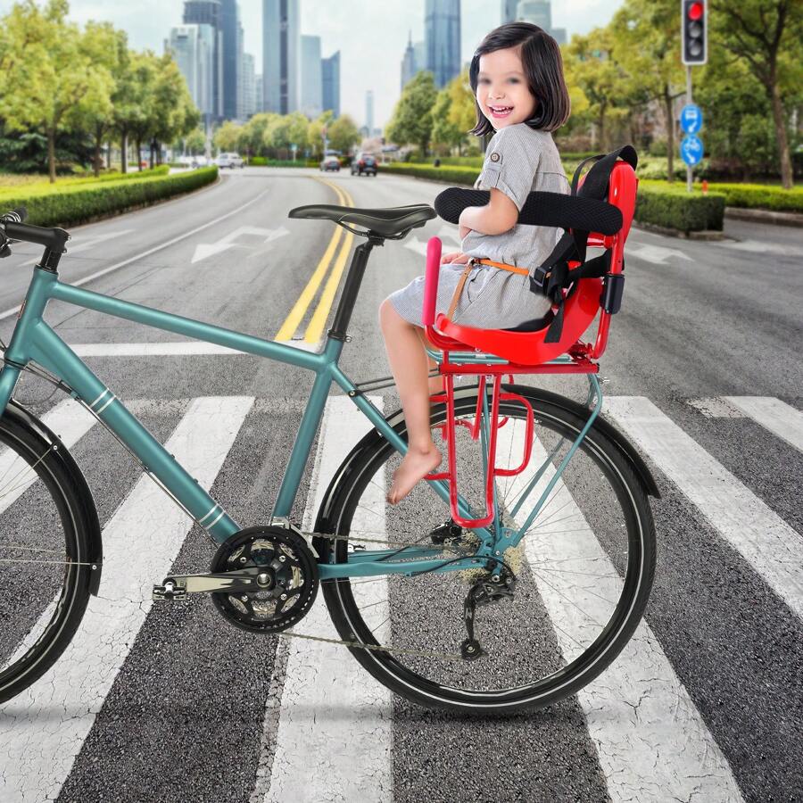 Rear Child Bike Seat Attachment For Adult Bike With Seat Cushion, Rear