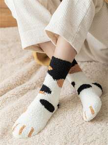1/6 đôi tất nữ mùa đông ấm áp hoạt hình hình bàn chân mèo dễ thương tất mềm mại mịn màng tất vui nhộn cho nam - Nhiều màu - Xem 11