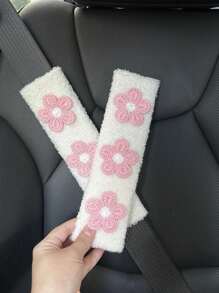 1 st/2 st autogordel lamshaar multi-color bloemen beschermhoes schouderhoes