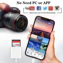 USB C/Lightning 转 SD 卡读卡器适配器兼容 iPhone 15 16 系列，USB-C 存储卡读卡器 Lightning/USB-C 转 SD 卡适配器兼容 iPhone/iPad/Galaxy S24/S23/S22/21/20 - 白色 - 查看 2