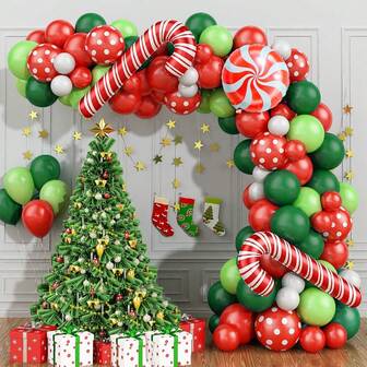 WellParti Christmas Decoration Christmas Latex Balloon Arch Kit, Various Colors Of Holiday Decoration Balloons, Birthday Party Decoration, Wedding Decoration, Christmas Decoration, New Year Decoration, Holiday Celebration Decoration, Anniversary Decoration, Adult Gift Decoration Supplies