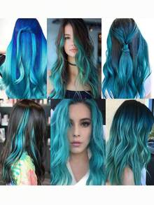 5pcs Clip-In Colored Hair Extensions, 20 Inch Synthetic Fiber For Women, Suitable For Daily, Party, Cosplay, Halloween, Christmas And Other Occasions - Baby Blue - View 7