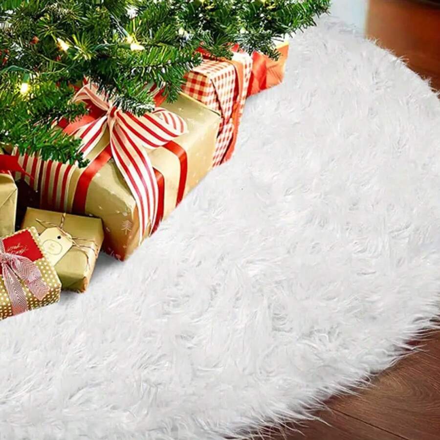 1 pezzo gonna di albero di Natale in tessuto bianco, decorazione natalizia per l'albero di Natale, ornamento per albero di Natale 77,98 cm, regalo migliore