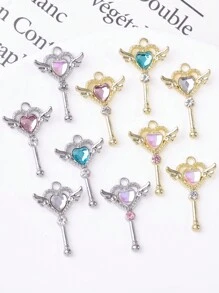 5pcs/Pack Fashion Magic Wand Shaped Zinc Alloy Pendant Charms, Kawaii Fashion Supplies Wholesale