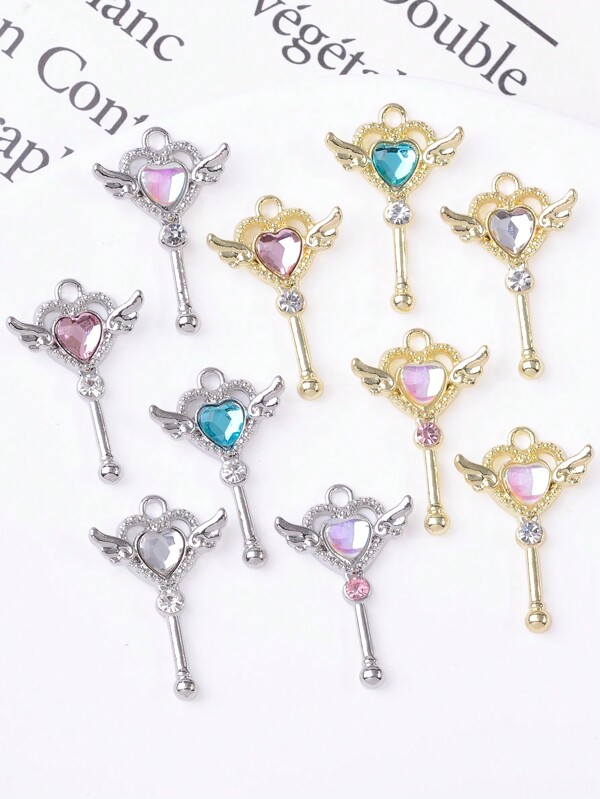 5pcs/Pack Fashion Magic Wand Shaped Zinc Alloy Pendant Charms, Kawaii Fashion Supplies Wholesale