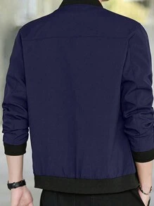 Men Spring/Autumn Casual Solid Color Baseball Collar Jacket