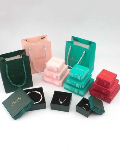 KAQILIAN 1pc Square Paper Lining Velvet English Letter Exquisite Bow Jewelry Box, Suitable For Daily Jewelry Storage And Display, Gemstone Jewelry Gift Box For Necklace And Ring Back To School