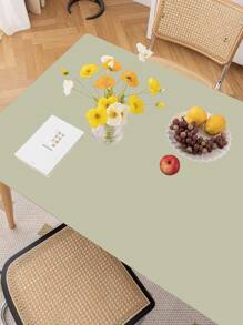  1pc  Rectangular Solid Color Waterproof Tablecloth, Simple Style, Oil-Proof, Dust-Proof, Table Cover Protector, Suitable For Desk, Dining Table, Coffee Table,Kitchen And Dining Room,Home Decor - Green - View 4