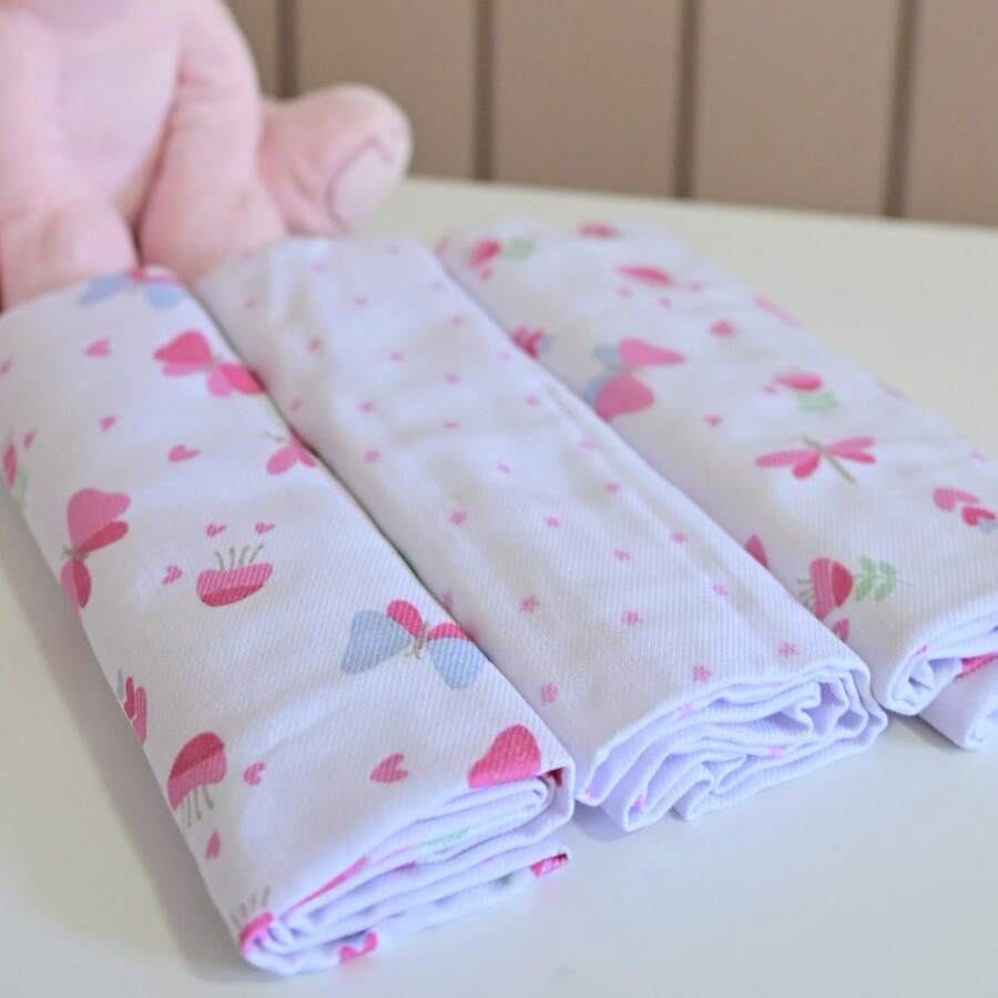 Kit com 3 mantas de flanela para bebês, 1,00 m x 80 cm, 100% algodão Bublim