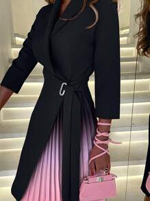 Women's V-Neck Fashion Tie Waist Mid Sleeve Pressure Pleat Dress
