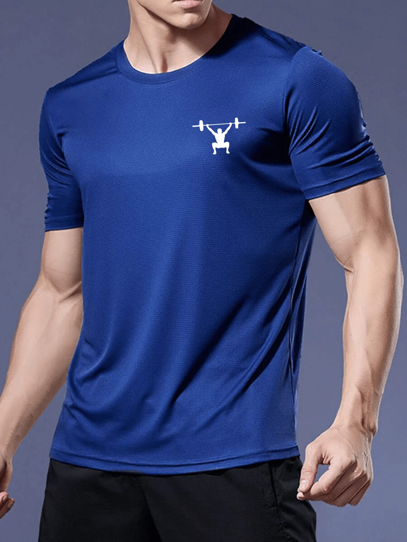 Men's Dry Fit T-Shirt Training Shirt Bodybuilding UV Protection Running Fishing Sports Everyday High Quality Blouse - Màu xanh hải quân - Xem 1