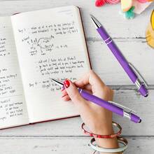 10pcs Premium Business Ballpoint Pens, Deep Purple Color With Touch Screen Stylus Tip - Smooth Writing And Precise Touchscreen Control - Multicolor - View 3