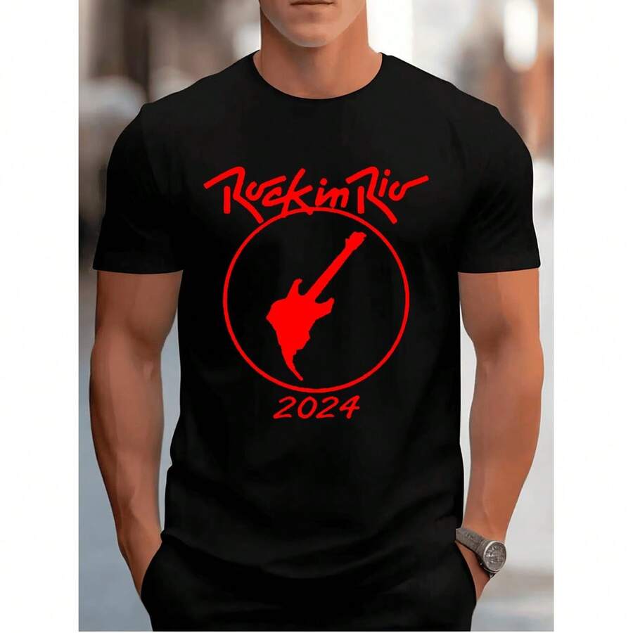 Men's T-Shirt Print Rock In Rio Event - 黑色 - 查看 1