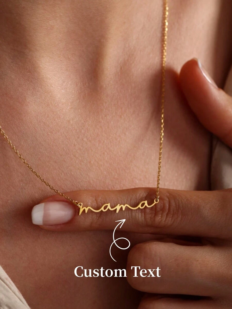 1 件个性化名字吊坠项链 18K 镀金/镀铂金不锈钢可调节链条项链定制珠宝时尚配饰母亲节礼物 - 銀色 - 查看 1