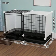 Jaula de conejo de interior con bandeja, espacio grande, villa para mascotas, accesorios de caja de arena para conejos, negro - Multicolor - Ver 3