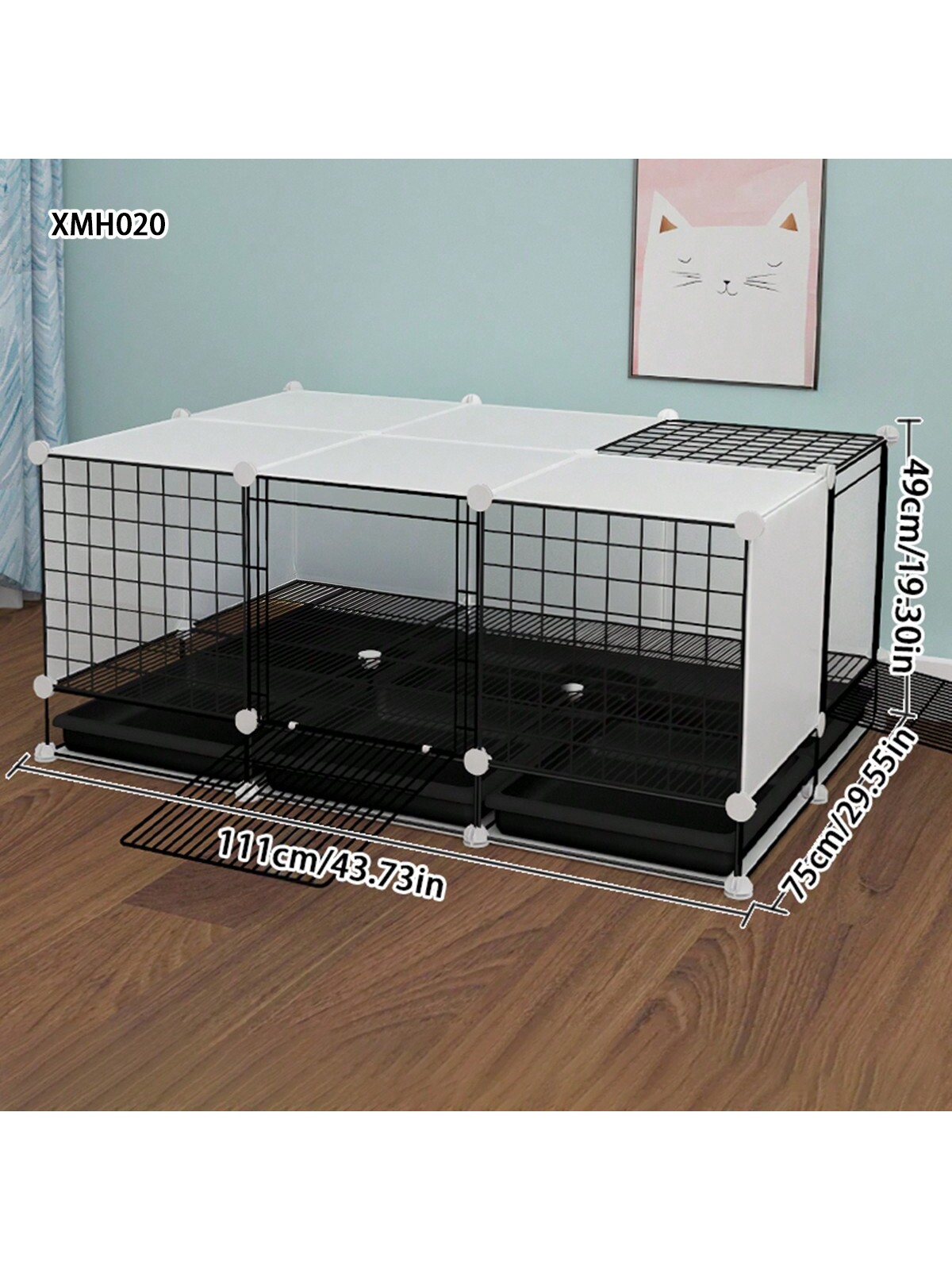 Indoor Rabbit Cage With Tray Large Space Pet Villa Rabbits Litter Box