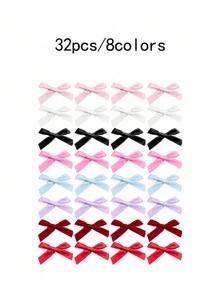 64/32pcs Women Colorful Ribbon Bow Hair Clips, Sweet Silk Mini Hair Pins, Elegant Princess Barrettes, Cute Mini Hair Accessories, Suitable For Daily Use