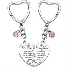 2pcs Mother & Daughter Matching Heart Shaped Keychain Set - Stainless Steel, Great Gift For Mother's Day, Birthday And Special Occasions Halloween Car Accessories Bag Charm School Cute Goth Y2k