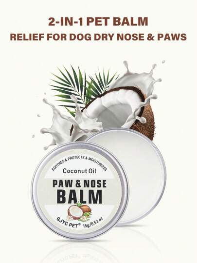 GJYC PET Naturlig hundtass- och näsbalsam med kokosnötsolja - Skyddar tassar från het trottoar, för torra tassar och näsa, fuktighetskräm för spruckna tassar, med naturlig kokosnötsdoft för katter och hundar, 0,53 Oz(15g)