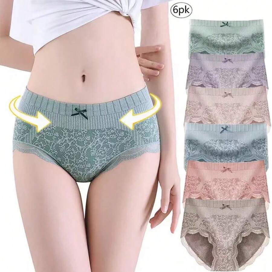 6 Pack High Waist Shapewear Panties For Women Plus Size Tummy Control Panties - 綠色 - 查看 1