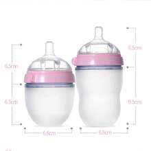 1 pieza Biberón de bebé de silicona con plata nano, de boca ancha, anti-atragantamiento, anti-caída, anti-cólico, resistente a golpes, resistente a altas temperaturas, a prueba de fugas, con diseño de bola de gravedad