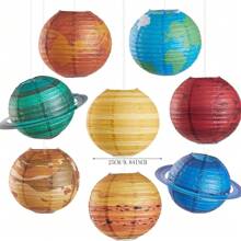 8pcs/Set, Outer Space Party Decorations Hanging Planet Paper Lanterns, Astronaut Galaxy Party Decor, Solar System Planet Decorations Compatible With Galaxy Space Theme Birthday Decorations Supplies, Room Ceiling Decorat